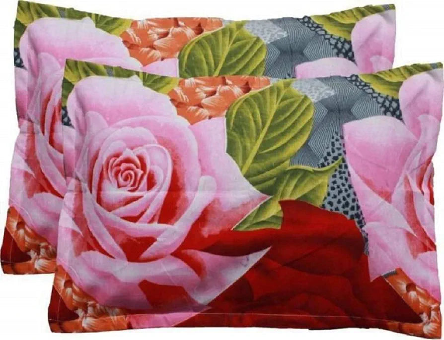 220 TC 3D Printed Poly Cotton Double Bedsheet with 2 Pillow Covers (Multicolor, 90 x 100 Inch) - Red and Pink Flower🔥FOR THE 1ST 100 CUSTOMERS ONLY🔥CUSTOMERS ONLY🔥