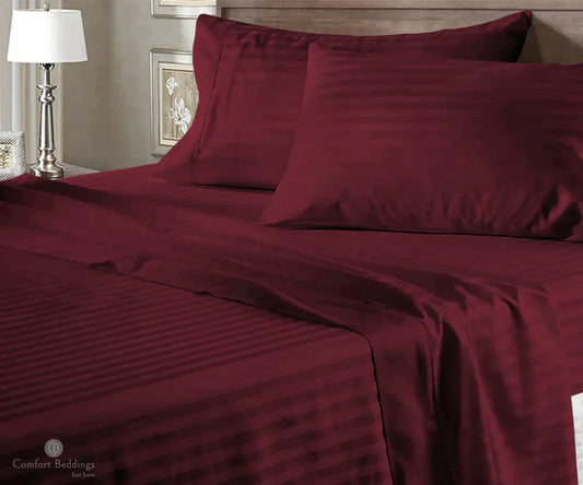 Wine Stripe Bed Sheets